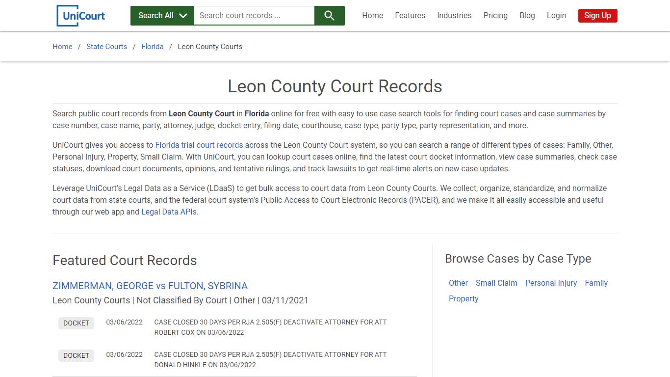 Leon County Court Records | Florida | UniCourt